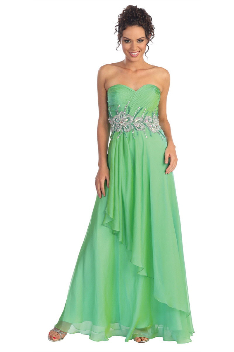 Strapless Sweetheart Chiffon Long Dress with Pleated Bodice GL1001 Eli – Abigail's Boutique & Alterations Corp