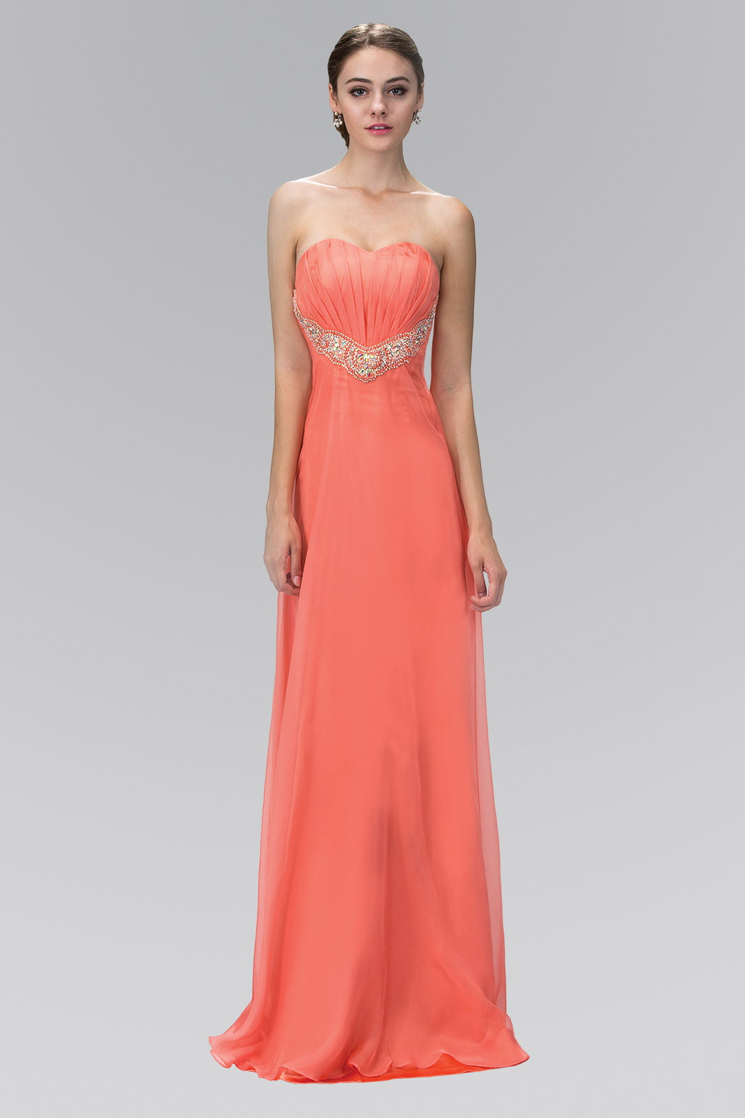sachin and babi light blue dress Strapless Sweetheart Chiffon Long Dress with Pleated Bodice and Bead Detailing GL1123 Elizabeth K Teal / 5XL