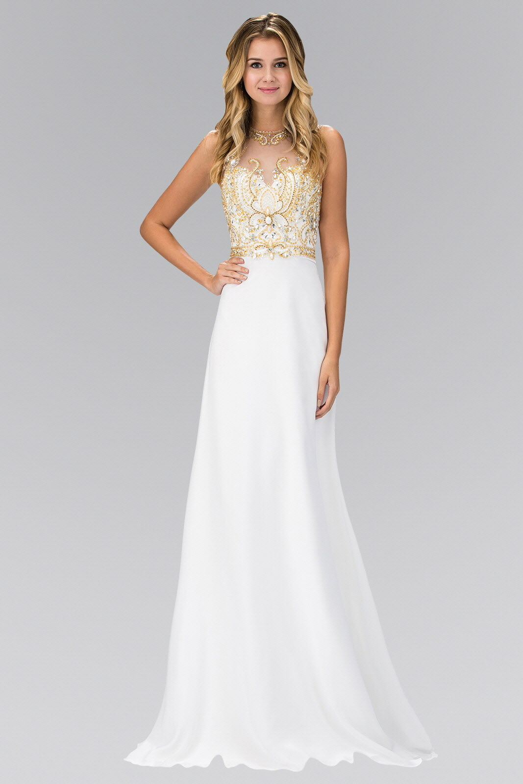ivory embellished maxi dress Jewel and Bead Embellished Long Dress with Back Cut Out GL1329 Elizabeth K ROYAL BLUE / 5XL