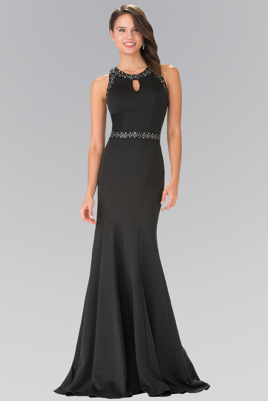 beaded embellished maxi dress Elizabeth K GL2303 Prom Dress - Black
