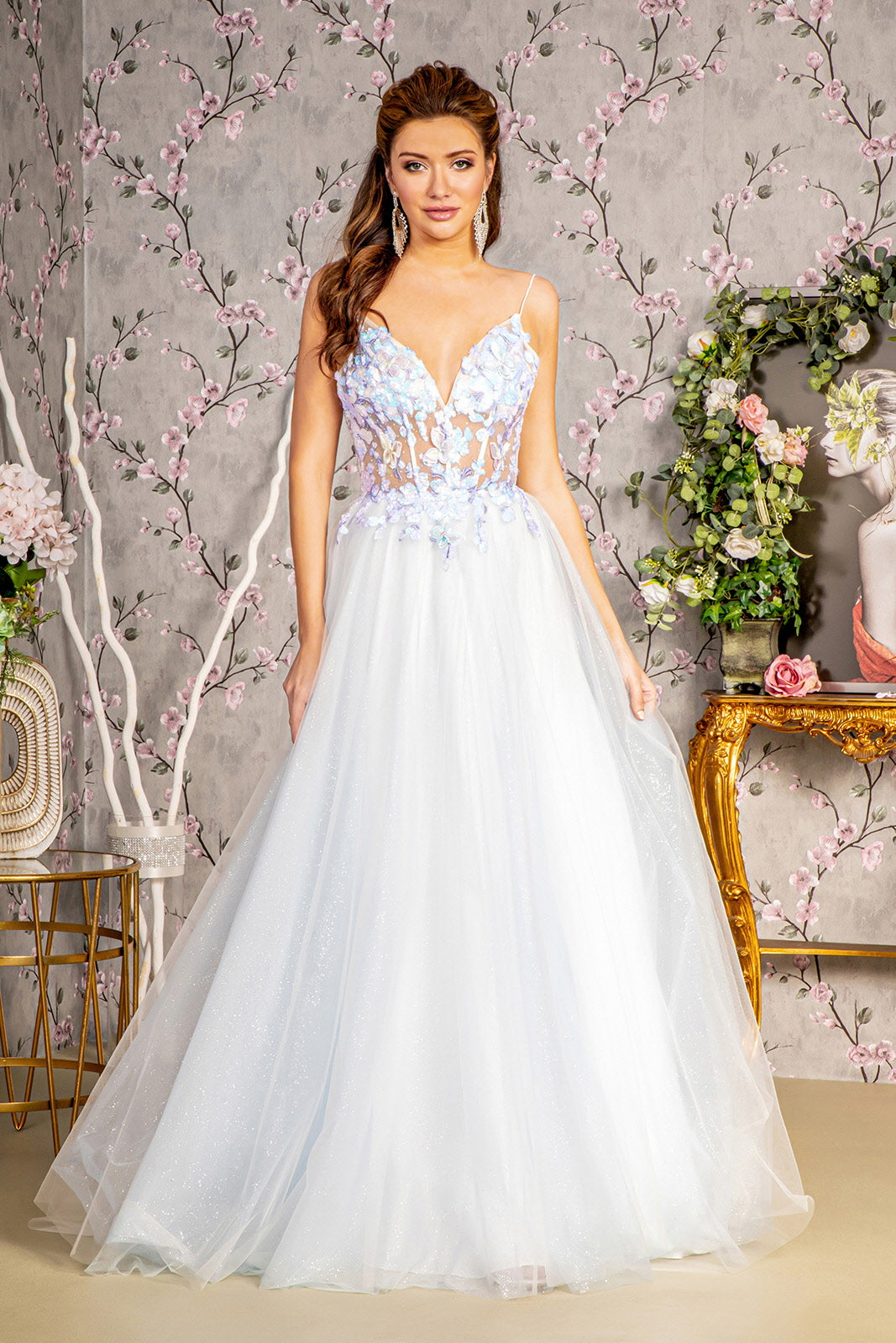 White Butterfly Dress Lace Tulle Maxi Dress 3D Butterfly Sleeveless Corset A-line Gown By GLS White Butterfly Dress Lace Tulle Maxi Dress 3D Butterfly Sleeveless Corset A-line Gown By GLS