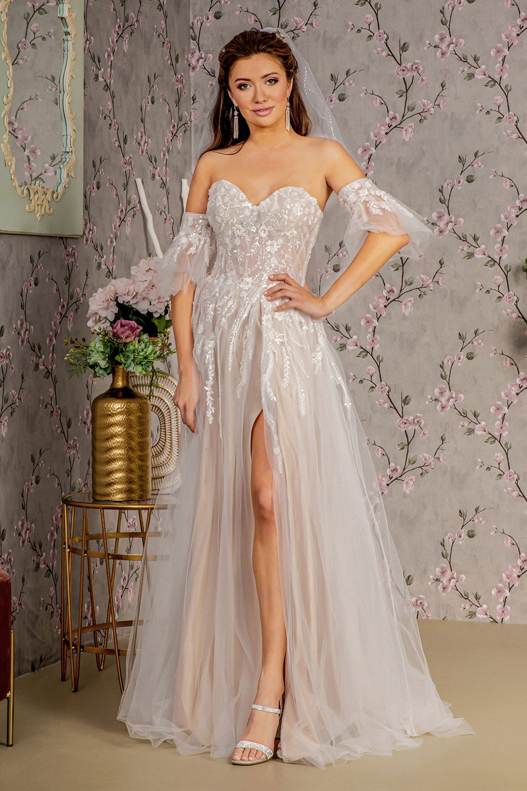 GLS by Gloria GL3427 Prom Dress - Ivory/Champagne | NewYorkDress