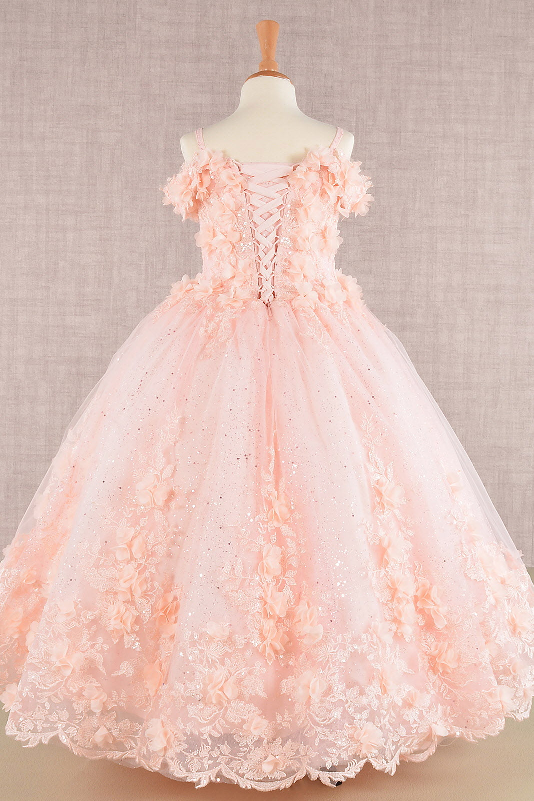 flower applique glitter embroidery mesh kids dress gk110 Flower Applique Embroidery Mesh Kids' Dress