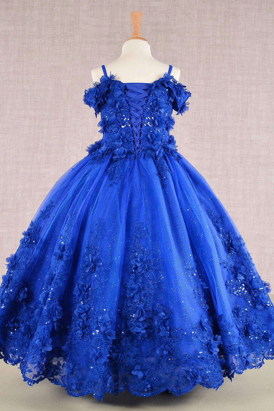 flower applique glitter embroidery mesh kids dress gk110 Flower Applique Embroidery Mesh Kids' Dress