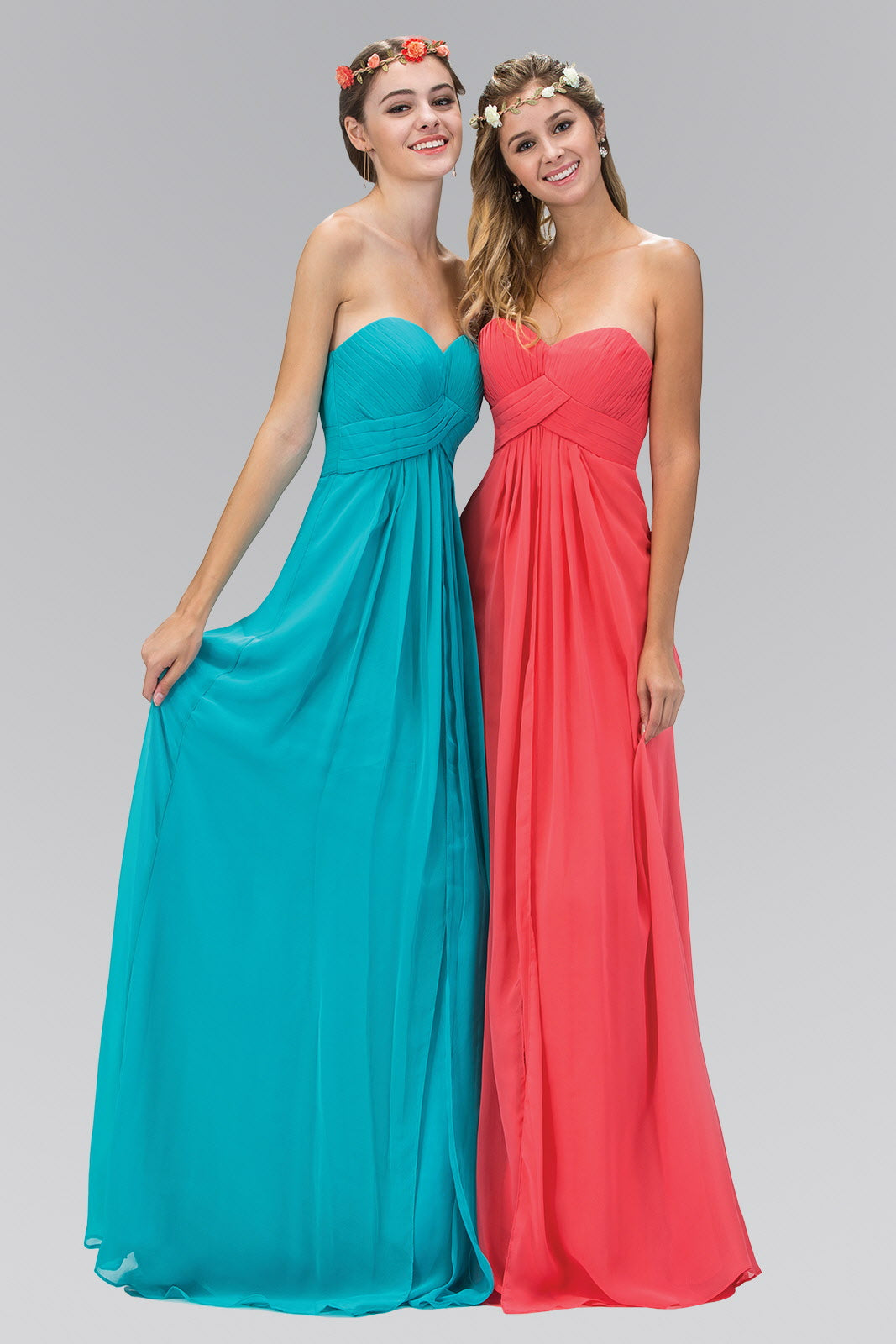 long strapless chiffon dress and pleated bodice Amoris T825 Strapless Satin Bodice Pleated Chiffon Skirt Fitted Dress Navy Blue / 3XL