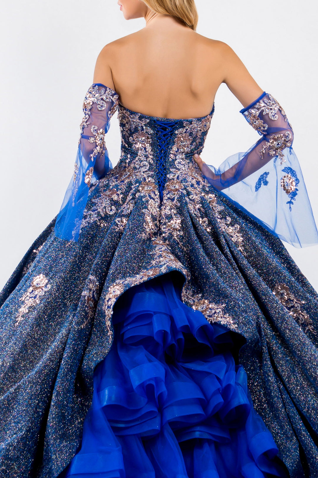 Sweethearted Ruffle Tail Quinceanera Dress w/ Detached Mesh Sleeve GL1 Abigail's Boutique & Alterations Corp Sweethearted Ruffle Tail Quinceanera Dress w/ Detached Mesh Sleeve GL1 Abigail's Boutique & Alterations Corp