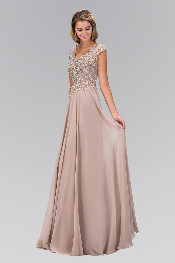embellished neck chiffon dress Ever-Pretty Plus Size Rhinestone Embellished Chiffon With Sleev