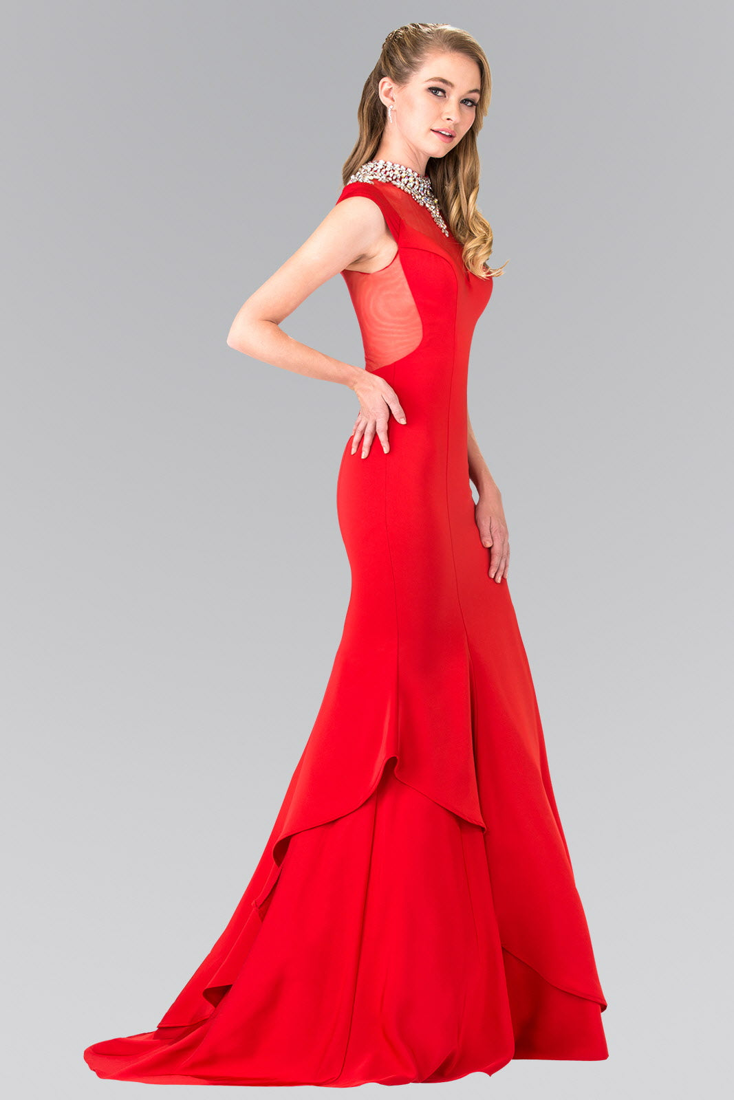 Illusion Sweetheart Mermaid Line Dress Accented with Stone Beaded Neck GL2242 Elizabeth K Red / 5XL Illusion Sweetheart Mermaid Line Dress Accented with Stone Beaded Neck GL2242 Elizabeth K Red / 5XL