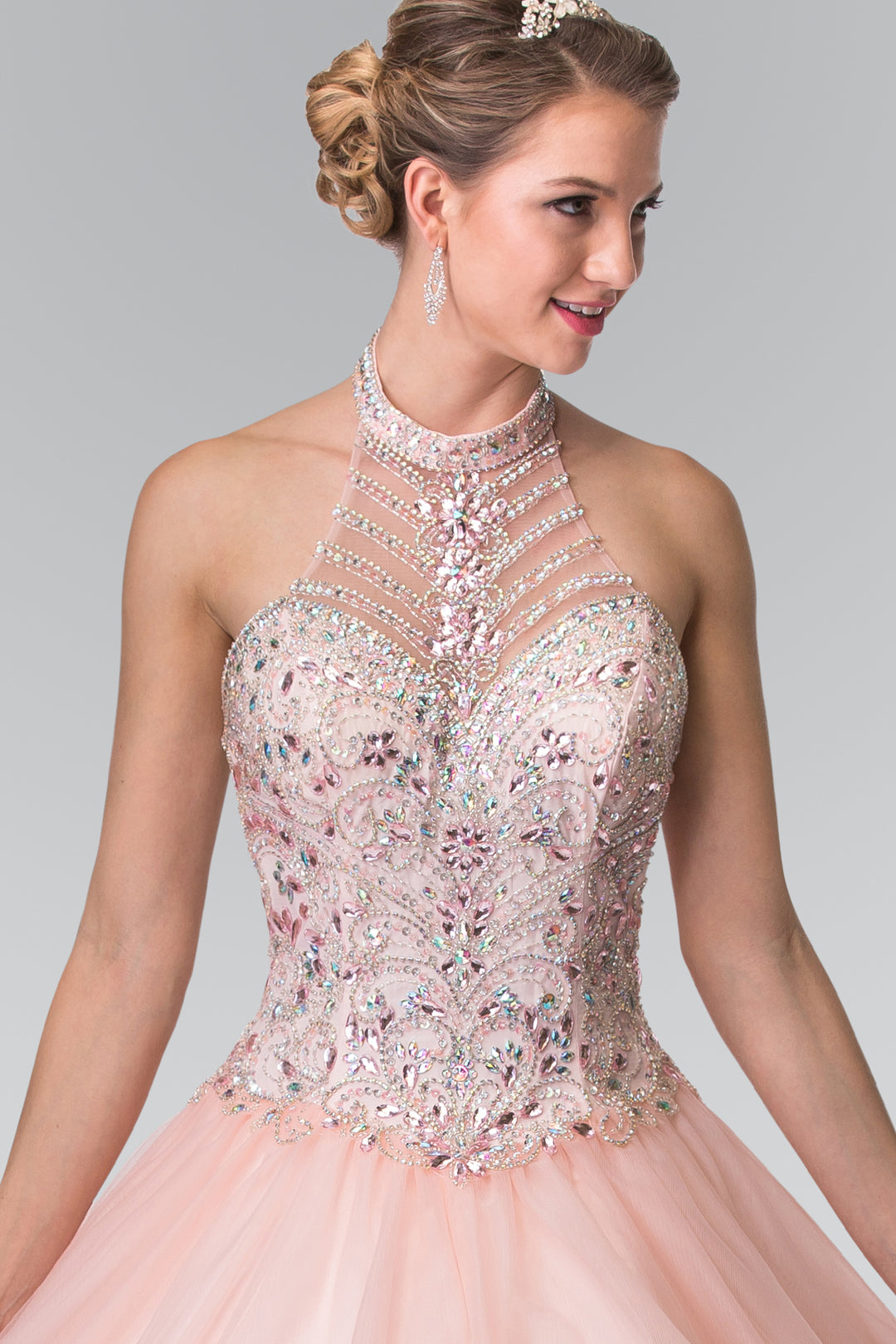Sleeveless Halter Beaded-Top Quinceanera Dress GL2308 Elizabeth K Abigail's Boutique & Alterations Corp Sleeveless Halter Beaded-Top Quinceanera Dress GL2308 Elizabeth K Abigail's Boutique & Alterations Corp