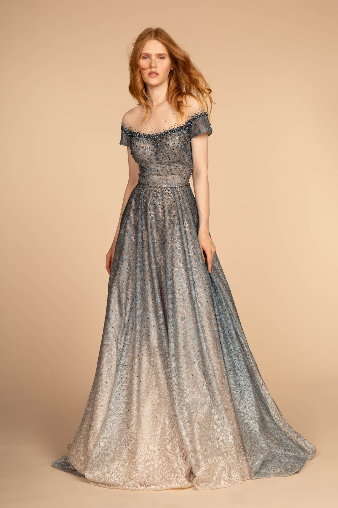 Sheer Bodice Beads Embellished Lace Ombre Dress w/ V-Back GL2558 GLS b Abigail's Boutique & Alterations Corp Sheer Bodice Beads Embellished Lace Ombre Dress w/ V-Back GL2558 GLS b Abigail's Boutique & Alterations Corp