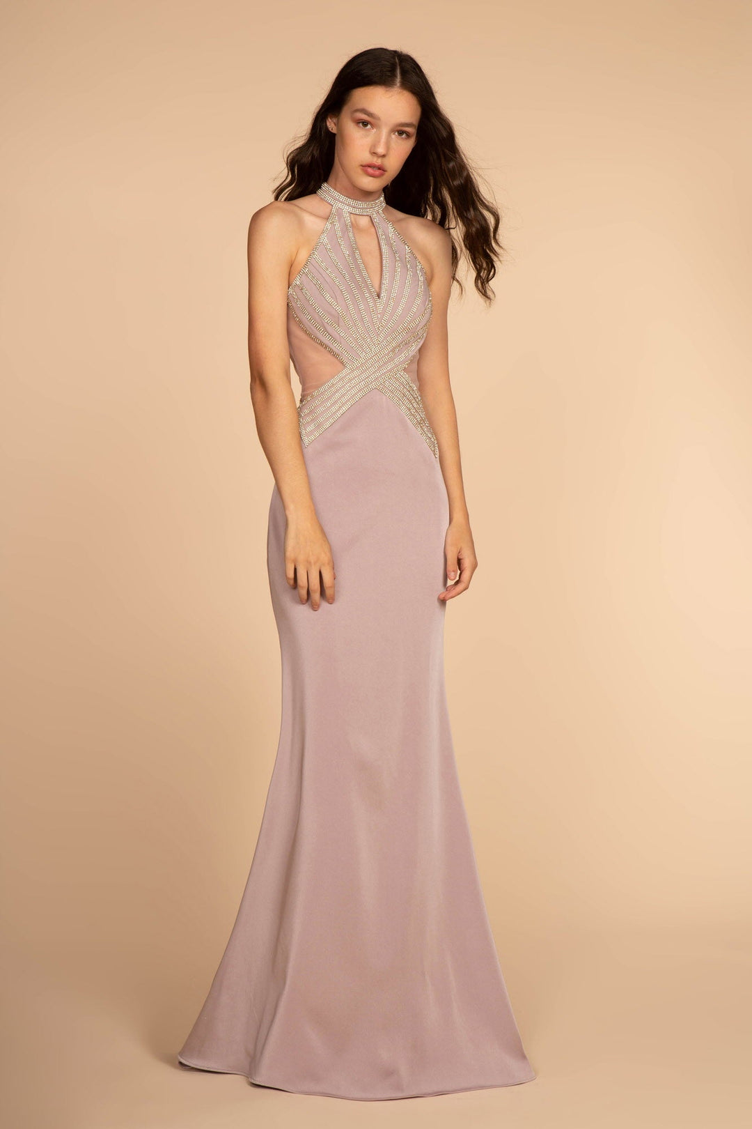 elizabeth prom dresses Elizabeth K GL3591 - Long Satin, Mesh Sheath Dress