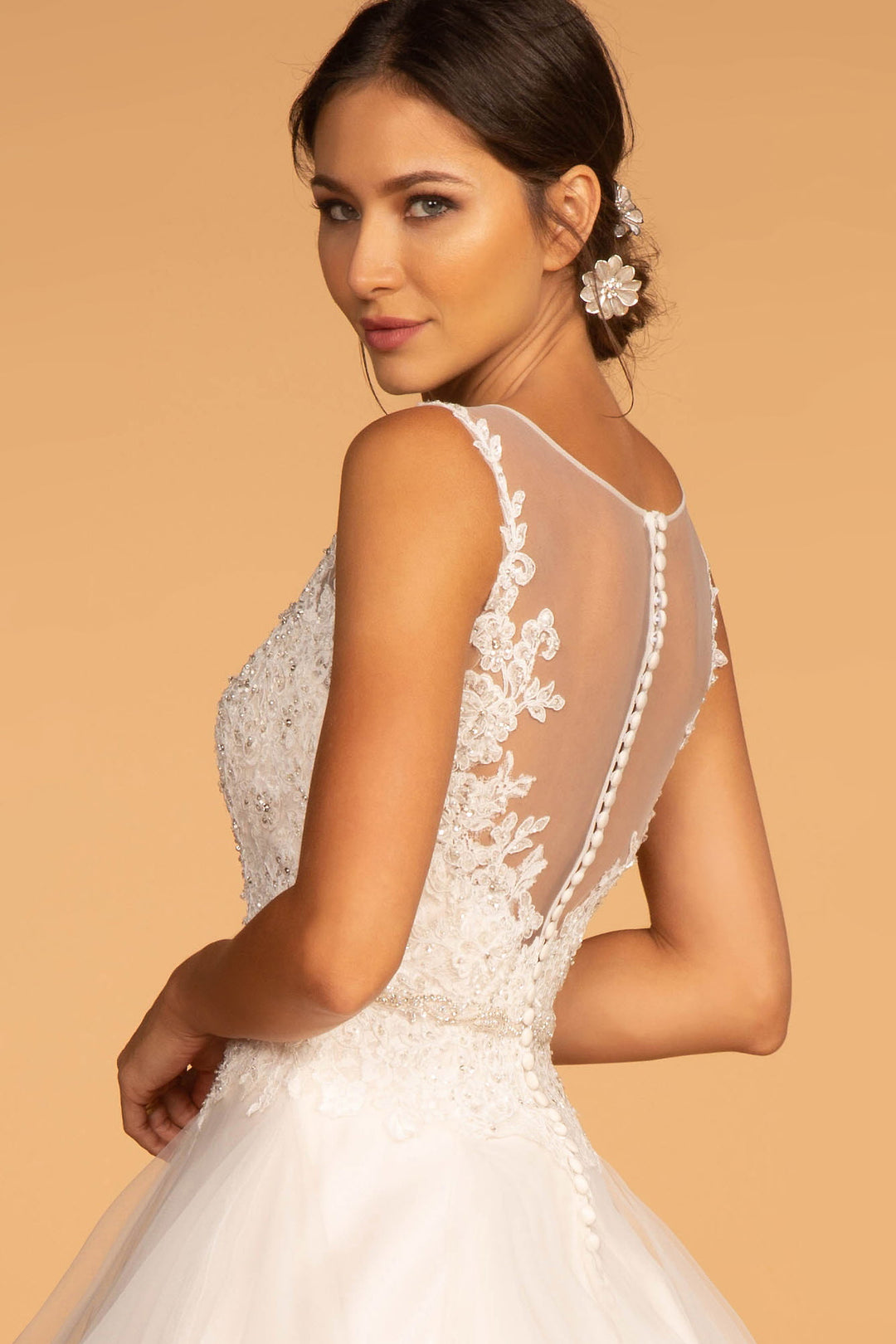Embroidered Bodice Layered Hem Tulle Wedding Gown GL2599 GLS by Gloria Abigail's Boutique & Alterations Corp Embroidered Bodice Layered Hem Tulle Wedding Gown GL2599 GLS by Gloria Abigail's Boutique & Alterations Corp