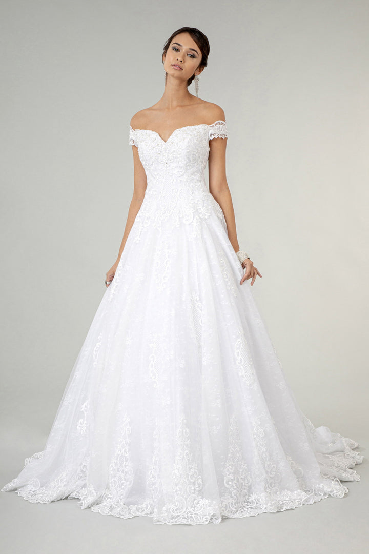 Lace Embellished Bodice A-Line Wedding Gown GL2823 GLS by Gloria Abigail's Boutique & Alterations Corp Lace Embellished Bodice A-Line Wedding Gown GL2823 GLS by Gloria Abigail's Boutique & Alterations Corp