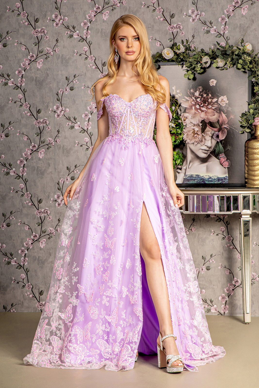glorie strapless maxi dress GLS by Gloria GL3461 - Long Mesh A-Line Dress
