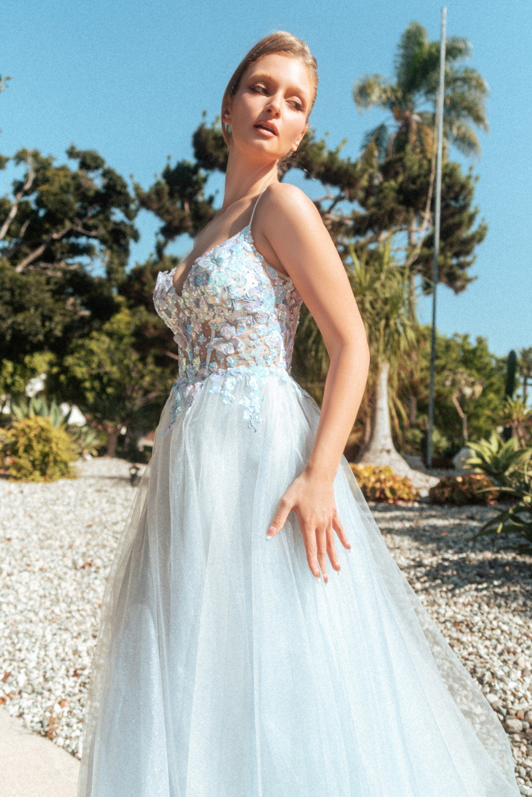 3-D Butterfly Sheer Corset Bodice A-line Mesh Long Dress GL3265 GLS by Abigail's Boutique & Alterations Corp 3-D Butterfly Sheer Corset Bodice A-line Mesh Long Dress GL3265 GLS by Abigail's Boutique & Alterations Corp