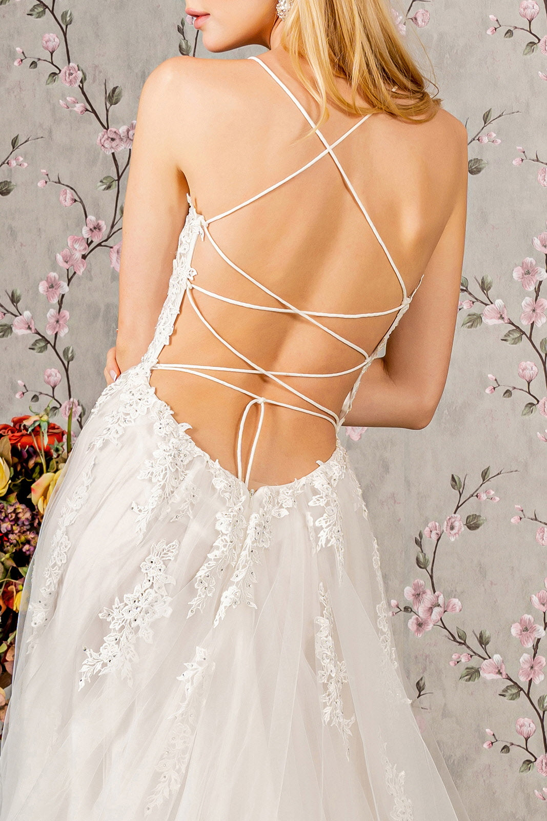 Applique Sleeveless A-line Slit Bridal Gown by GLS Gloria GL3417 3XL / Ivory Applique Sleeveless A-line Slit Bridal Gown by GLS Gloria GL3417 3XL / Ivory