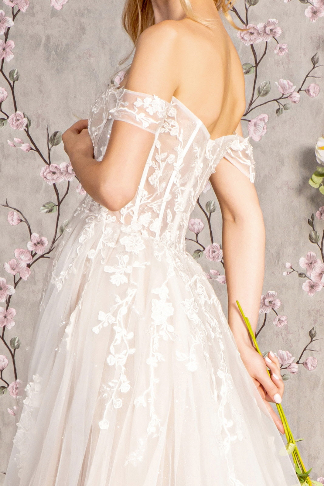 Off Shoulder A-line Slit Bridal Gown by GLS Gloria GL3429 XS / Ivory/Champagne Off Shoulder A-line Slit Bridal Gown by GLS Gloria GL3429 XS / Ivory/Champagne