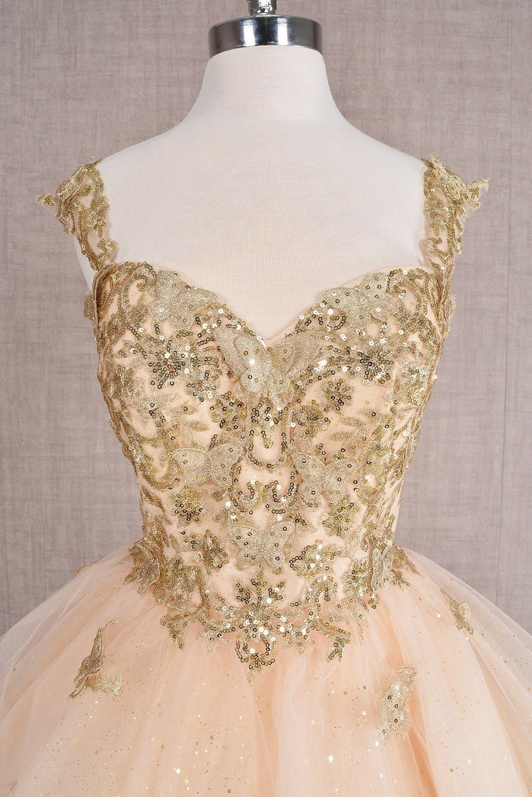 champagne sequin babydoll dress Sequin Babydoll Dress M Gold by Lane 201