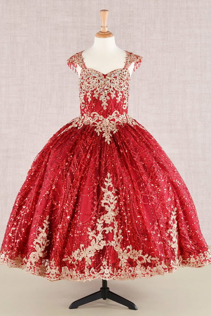 Embroidery Embellished Glitter Mesh A-Line Kids Dress GK103  Elizabeth K - Abigail's Boutique & Alterations Corp